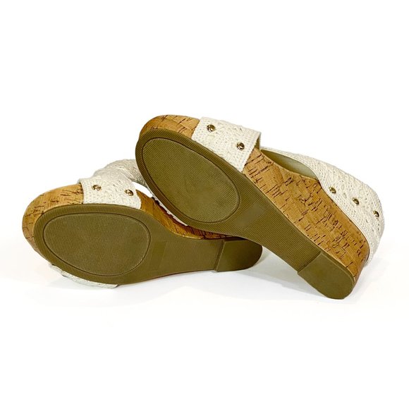 MADDEN GIRL Nautic Natural Platform Wedges - Womens Size 8 Crochet Strap Sandals - Picture 4 of 5